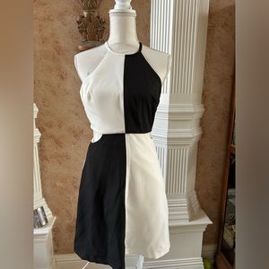 BCBGeneration Women's Halter Neck Flare Mini Dress with Waist Cutout